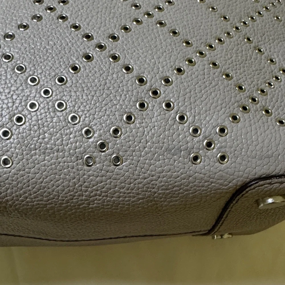 Michael Kors Studded Satchel Tote –‎ Gray Leather